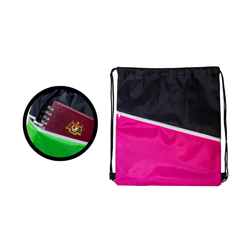 2 Tone Drawstring Bag with Front Pocket — túi xách in logo — quà tặng doanh nghiệp Việt Nam