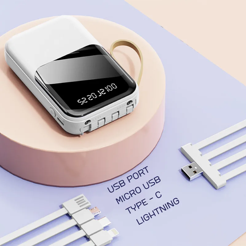 Powerbank with 4 Detachable Cable