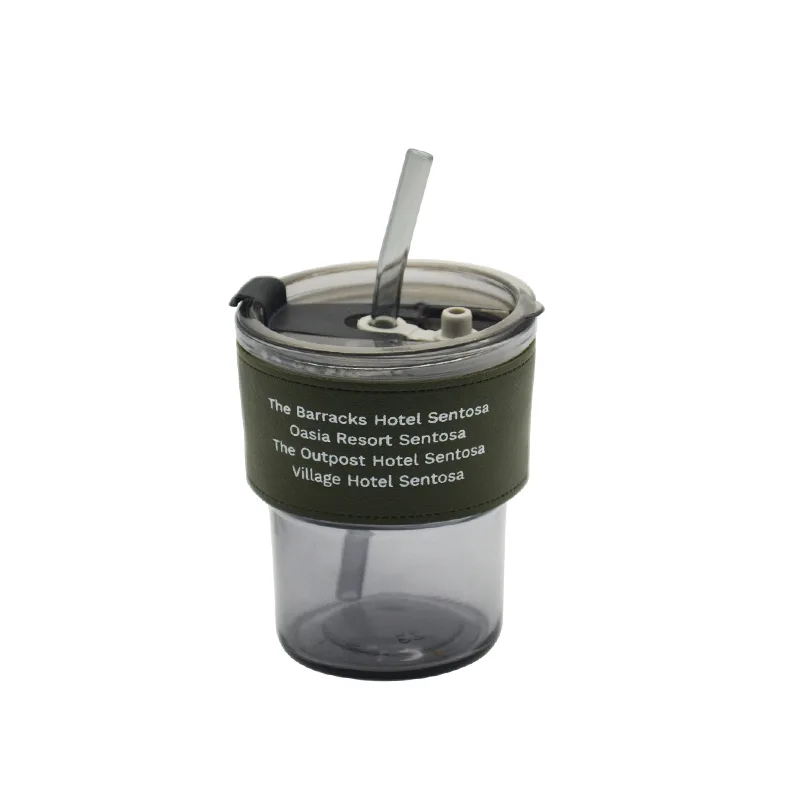Glass Tumbler Coffee Cup with Lid and Straw